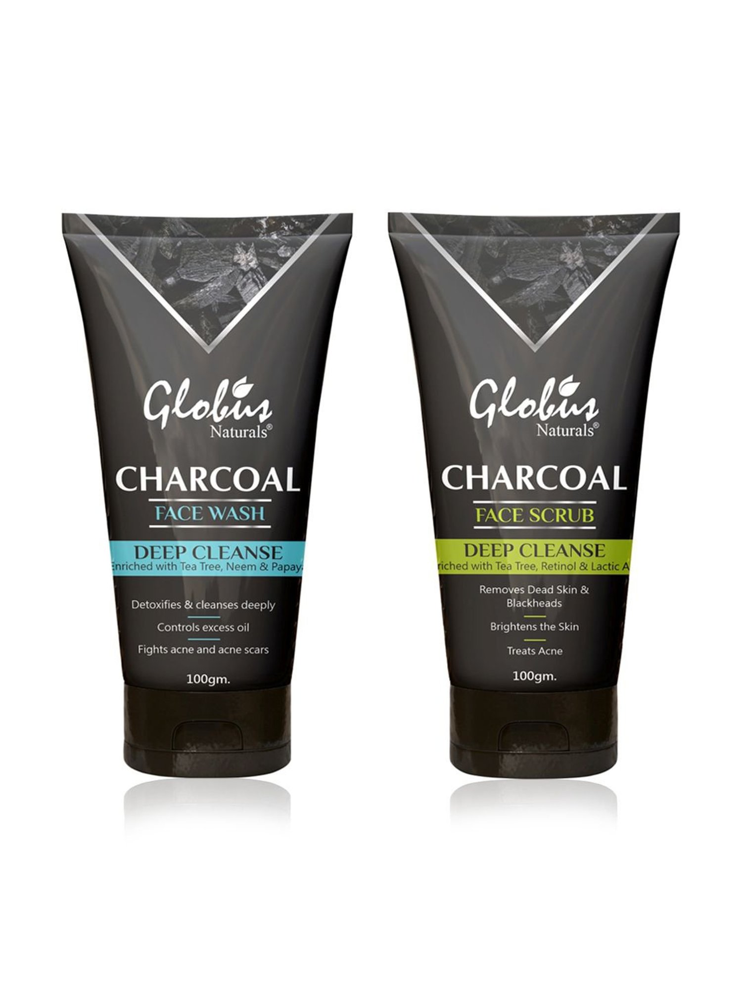 Globus Naturals Charcoal Detoxifying Combo Kit for Exfoliation, Anti-acne & Pimples