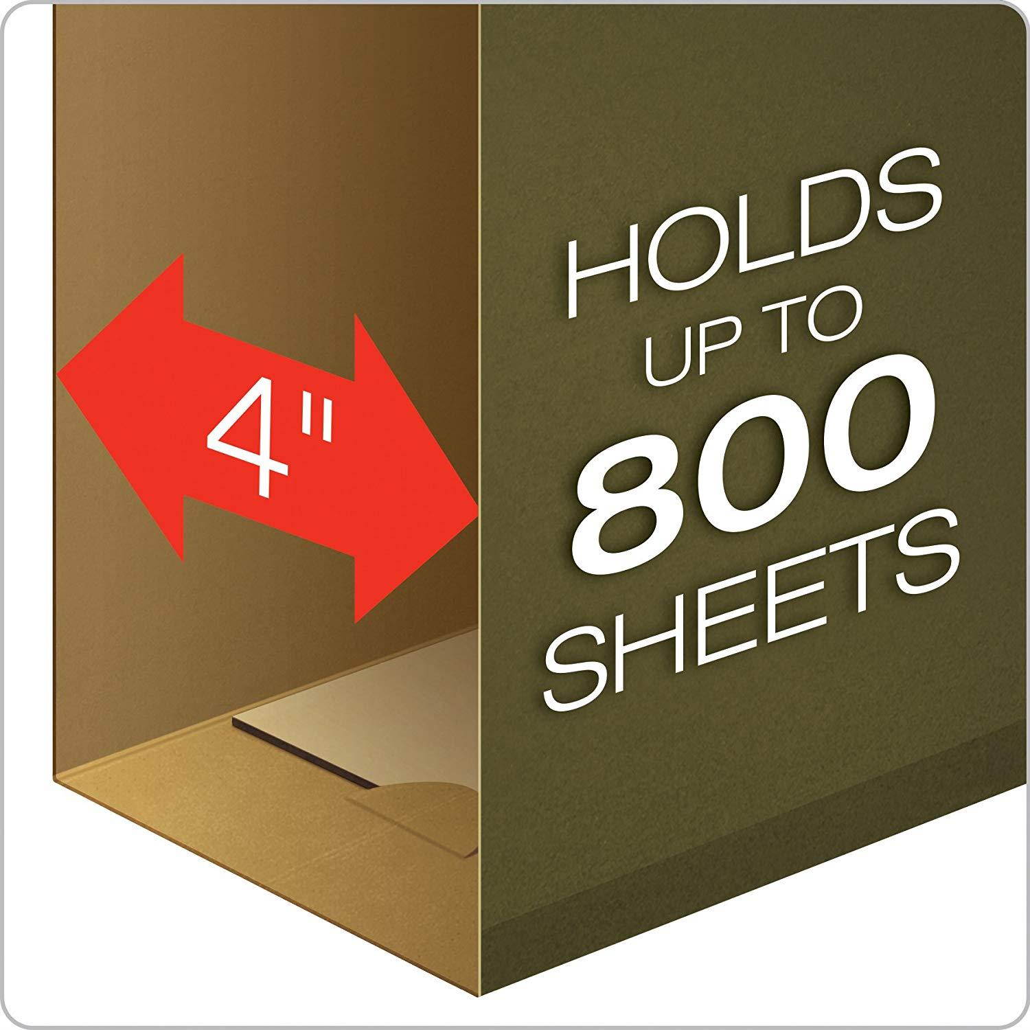 Pendaflex Extra Capacity Reinforced Hanging File Folders, 4", Legal Size, Standard Green, 1/5 Cut, 25 per Box (04153x4)