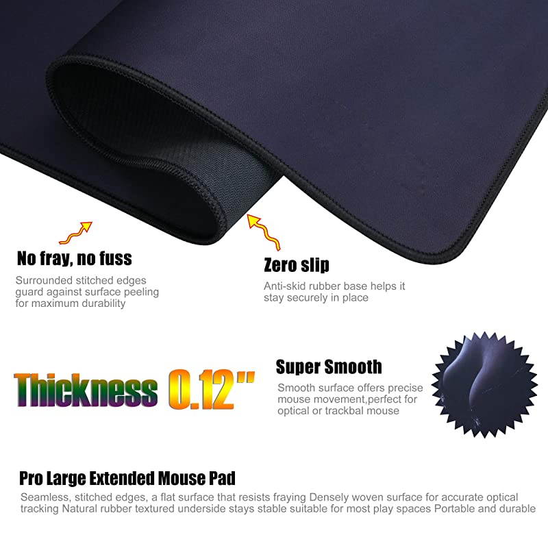 Mouse Pad Large Extended Mouse Pad Keyboard pad Laptop Mat Computer Game Mouse MatSensitivity Resistant Anti Slip Rubber Precise Stitched Edges Large Desk Mat 315X1575X012