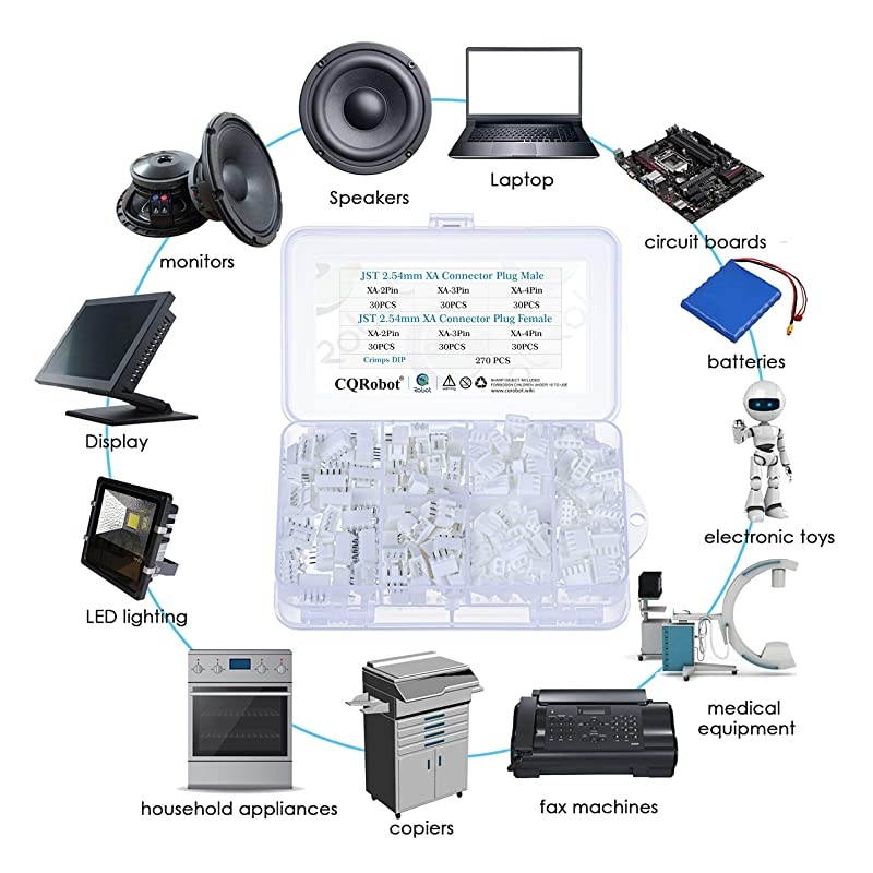 450 Pieces 254mm JSTXA JST Connector Kit 254mm Pitch Female Pin Header JST XA 23 4 Pin Housing JST Adapter Cable Connector Socket Male and Female Crimp DIP Kit