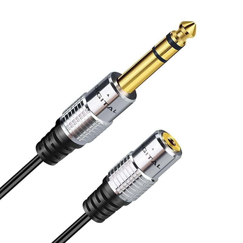 Aluminum 635mm 14 Inch Stereo Plug Male to 35mm Stereo Jack Female Socket Headphone Extension Cable 10ft