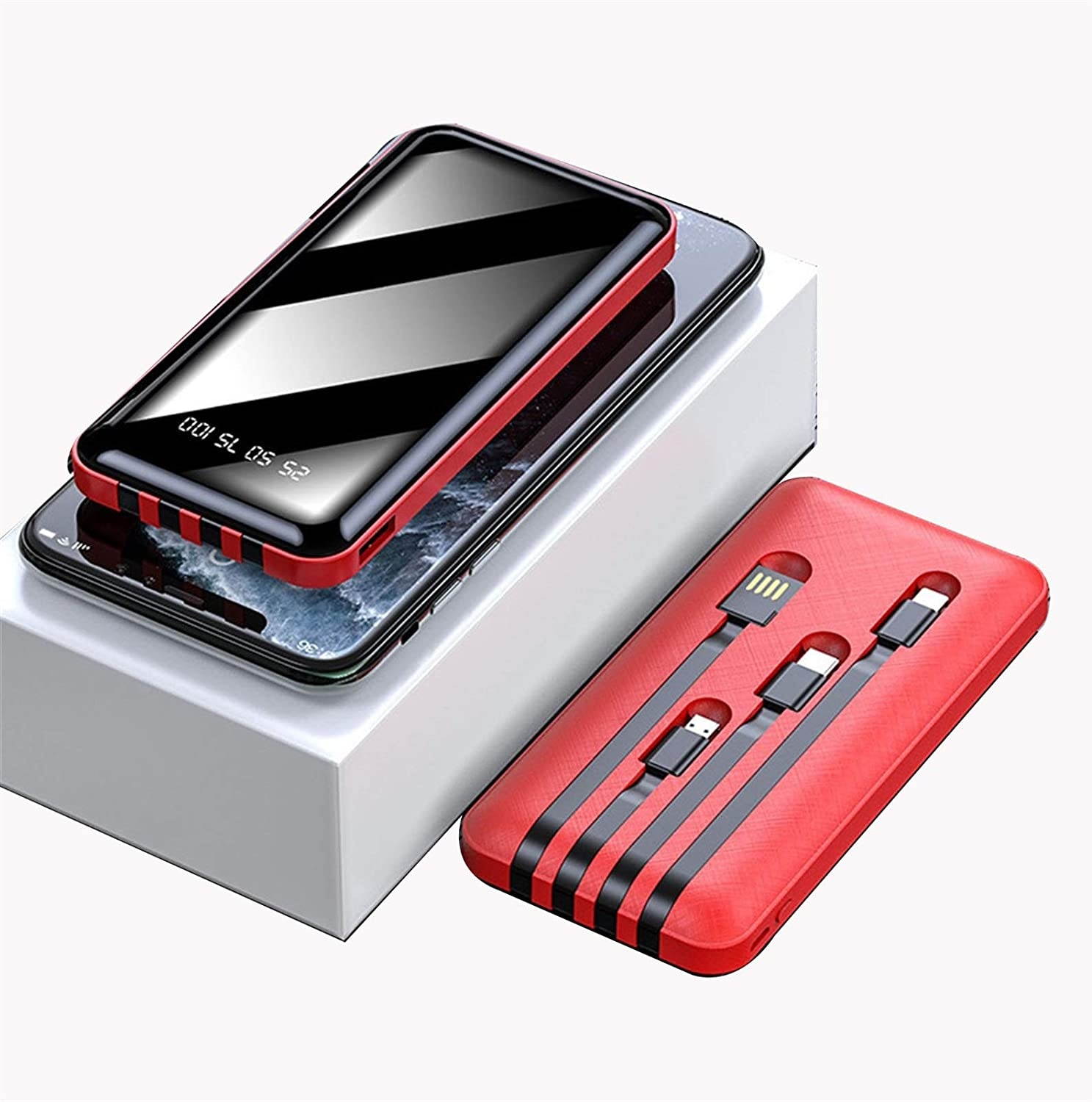 LEIKEGONG Power Bank Mobile Phone Universal Leikegong10000 MA Auto-line Charging Treasure 20000 MA Mirror Fast Charge Large Capacity Mobile Power (Color : China red Size : 20000)