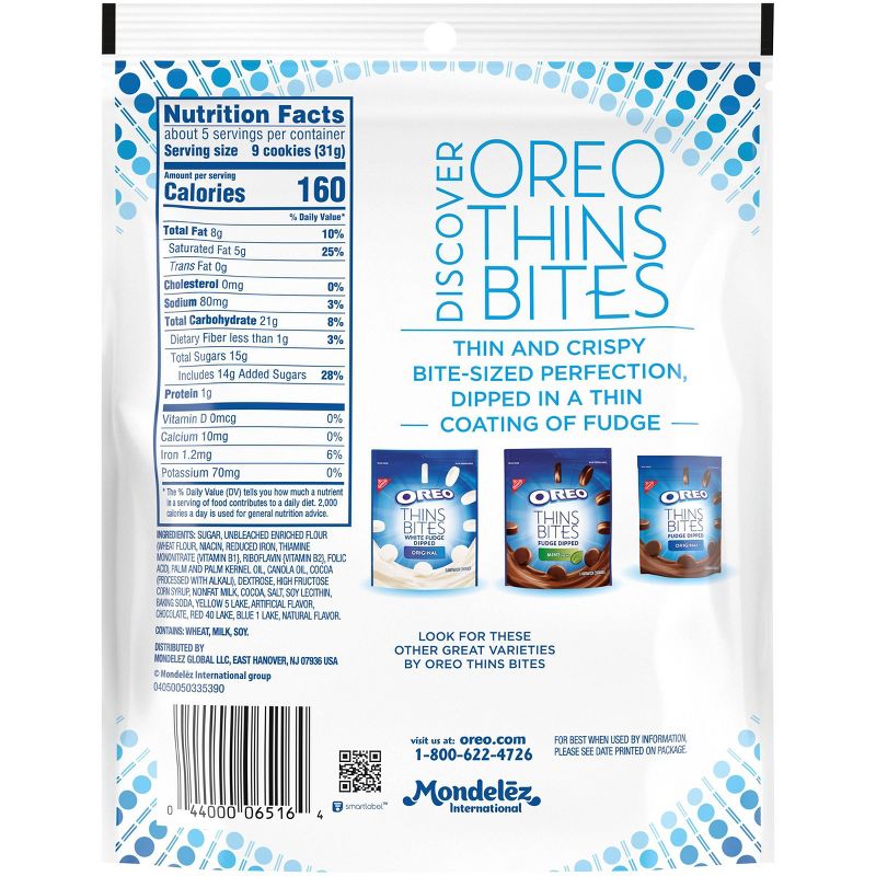 Oreo Thins Bites Fudge Dipped Latte Sandwich Cookies  - 6oz