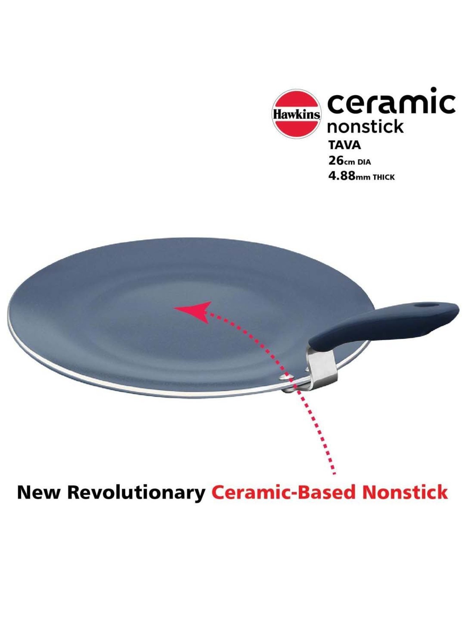 Hawkins Black Ceramic 26 cm Induction Paratha Granite Griddle Tawa (Ict26)