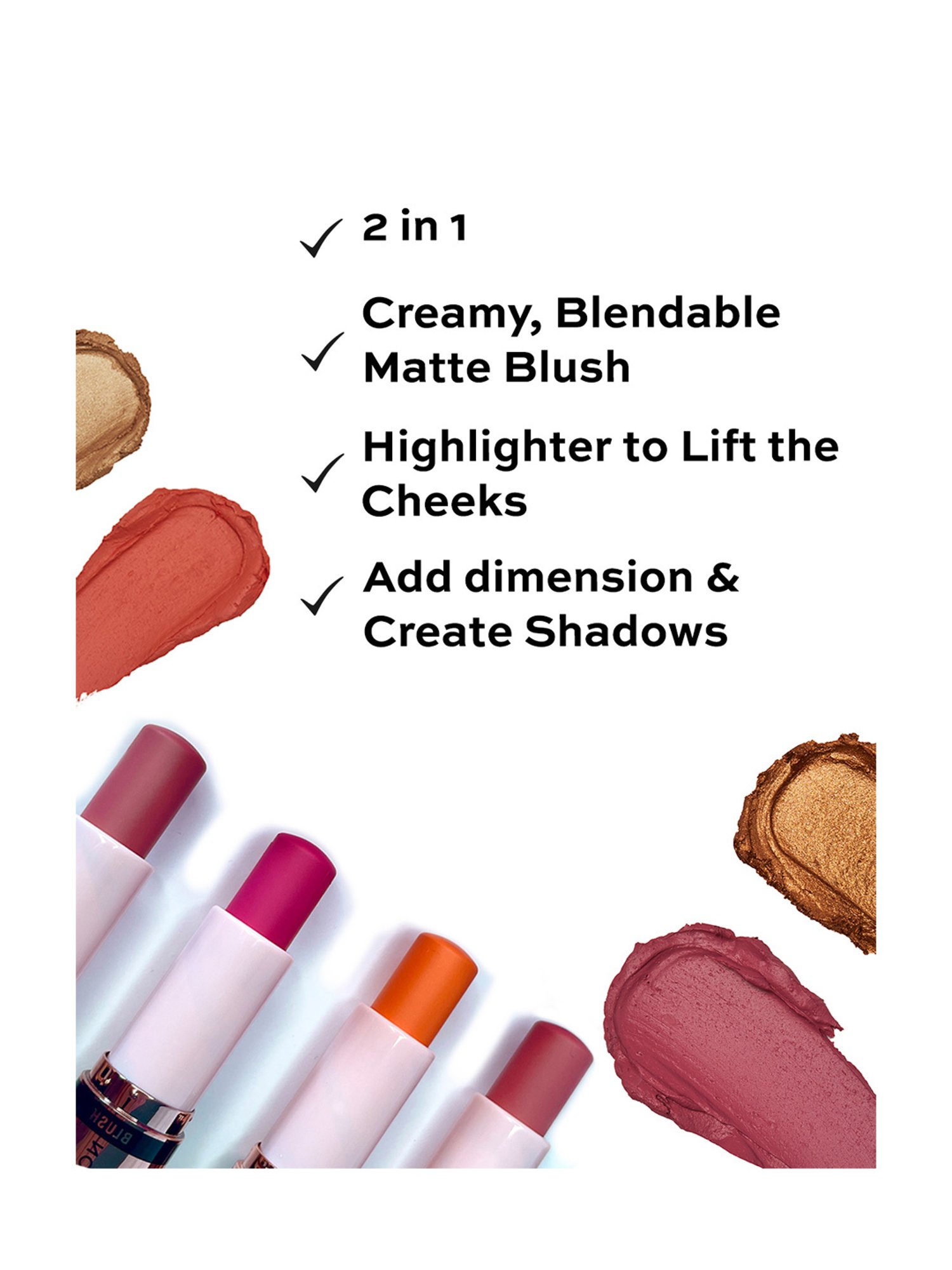 Makeup Revolution Blush & Highlight Stick Flushing Pink - 8.6 gm