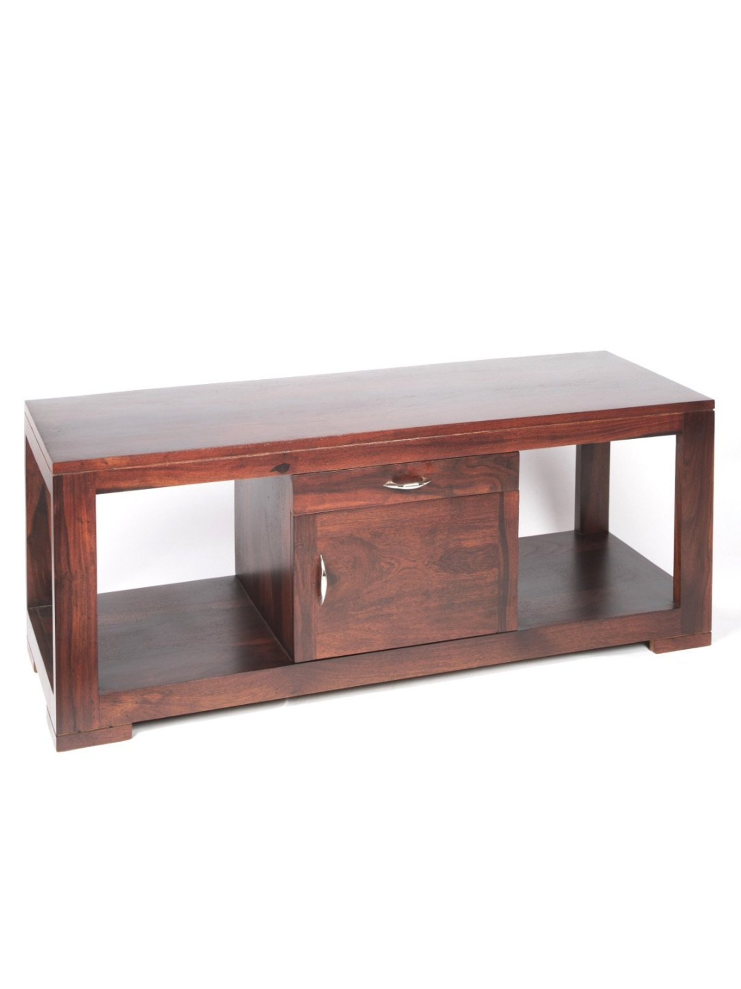 Ikiriya Allen Solid Dark Brown Wood TV Entertainment Unit Dark Walnut Finish