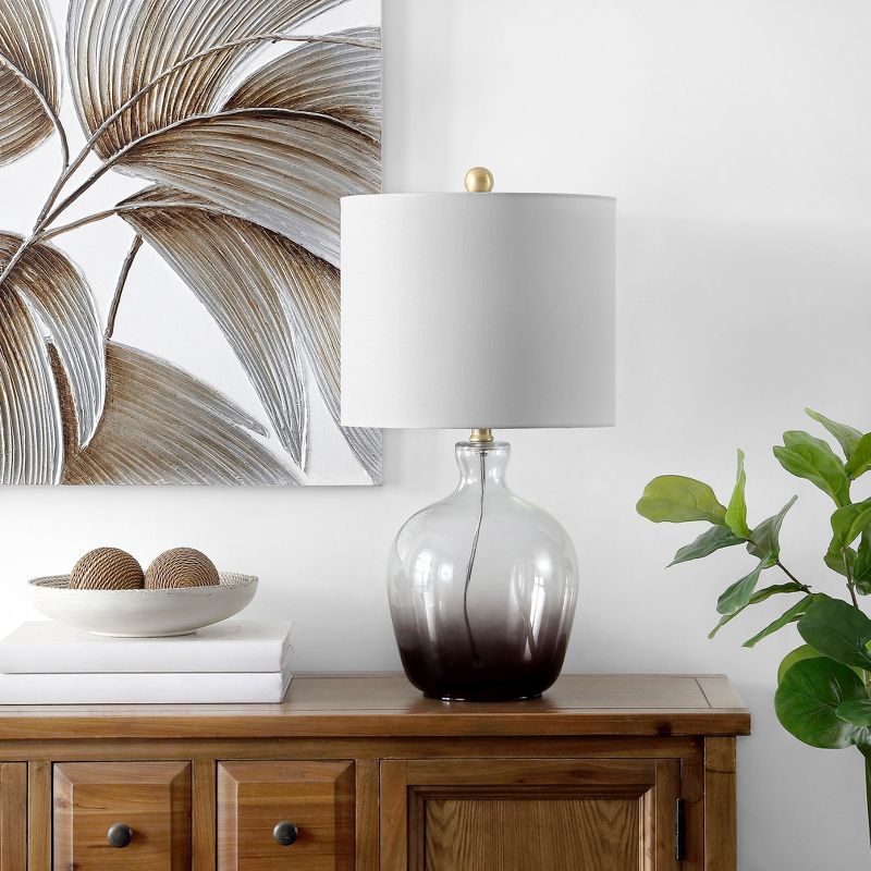 Possini Euro Design Industrial Table Lamp Oil Rubbed Bronze Clear Glass Burlap Tapered Drum Shade for Living Room Bedroom Bedside