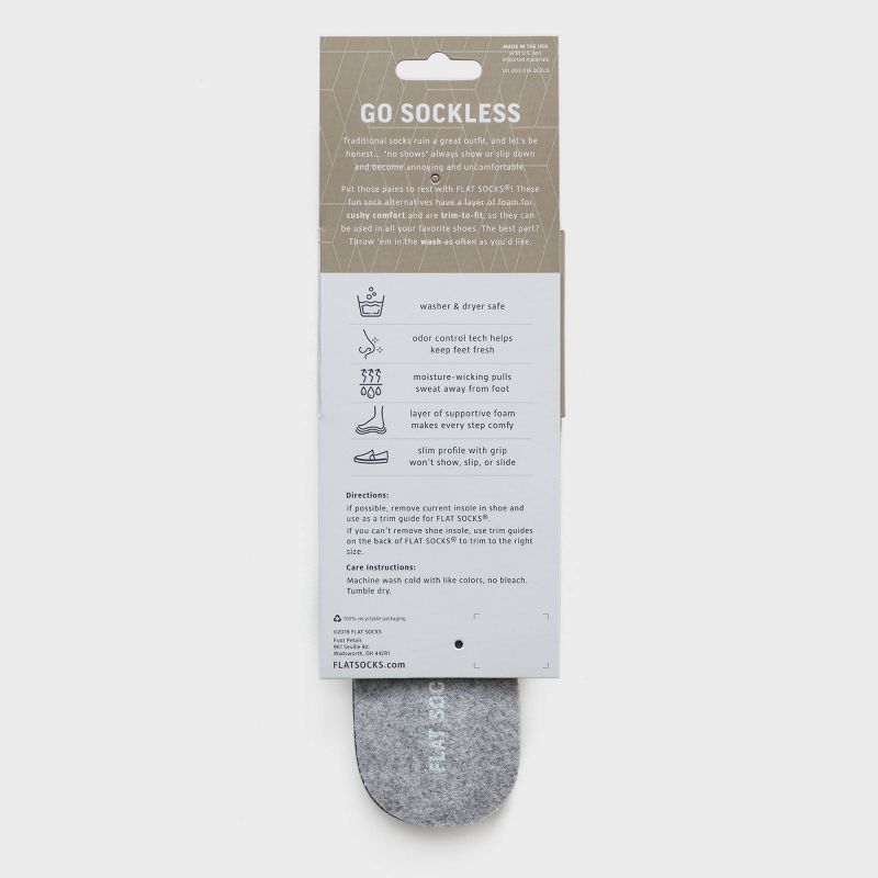 FLAT SOCKS Wool No Show Cushioned Socks - Gray