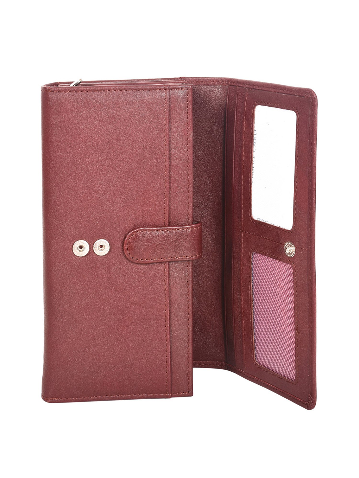 SASSORA Maroon Solid Rfid Tri-Fold Wallet for Women