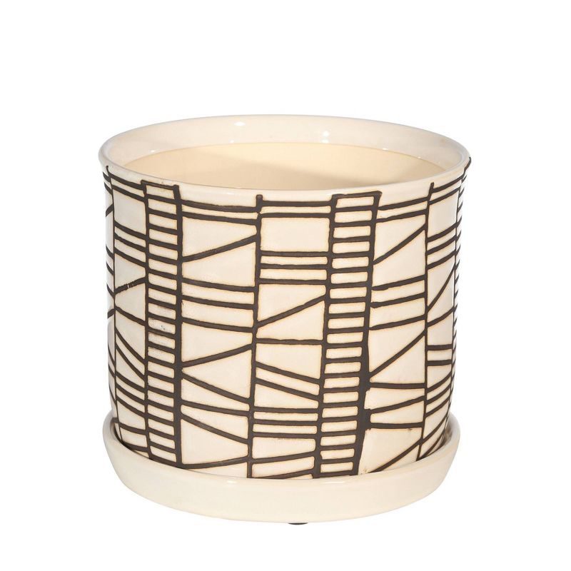 The HC Companies Cascade 13 Inch Round 23 Inch Tall Self Watering Indoor/Outdoor Flower Planter Pot with Soil Saver Liner and Drain Plug, Glossy White