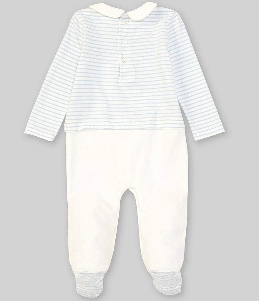 Edgehill Collection Baby Boys Newborn-6 Months Long-Sleeve Striped Footed Coverall