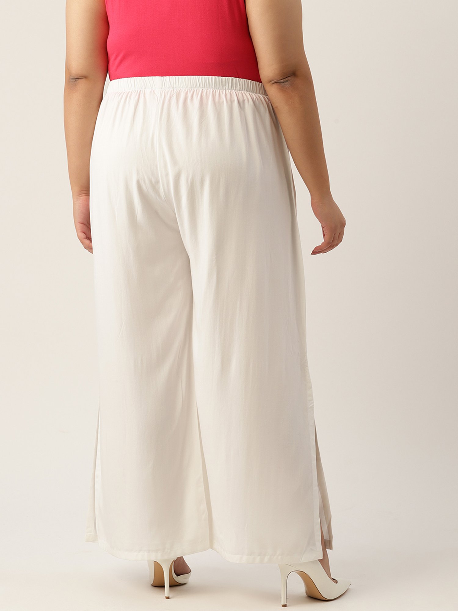 theRebelinme White High Rise Regular Fit Palazzos