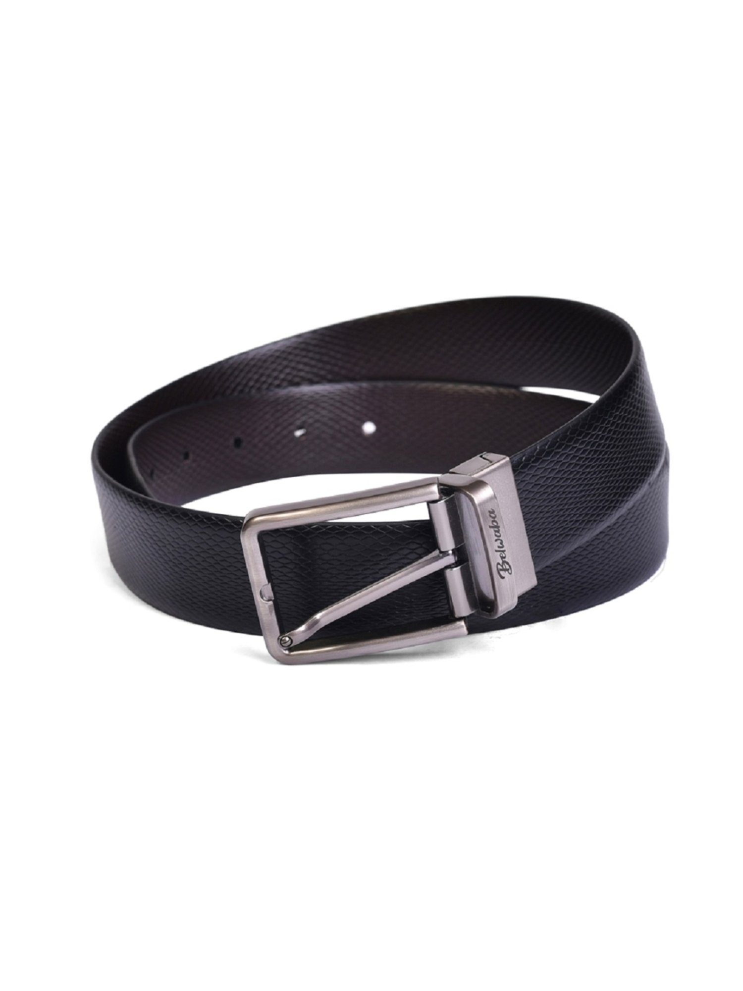 BELWABA Black & Brown Formal Reversible Leather Belt for Men