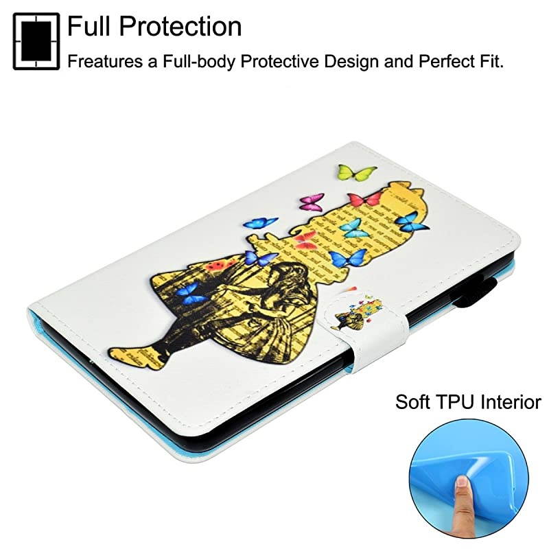 Case for  Kindle Fire 7 (5th Generation, 2015 Release) - Synthetic Leather Magnetic Closure Stand Cover with Card Slots for 2015 Fire 7" Display ONLY, Girl Shadow