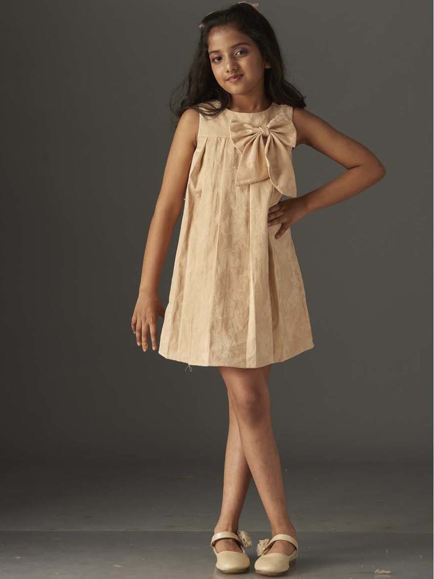 KidsDew Kids Beige Applique Dress