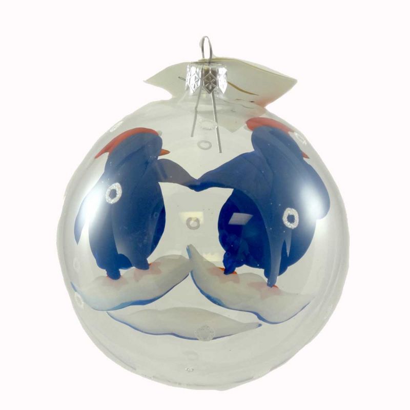 Laved Italian Ornaments Clear Ball Santa Penguins Christmas Ocean  -  Tree Ornaments