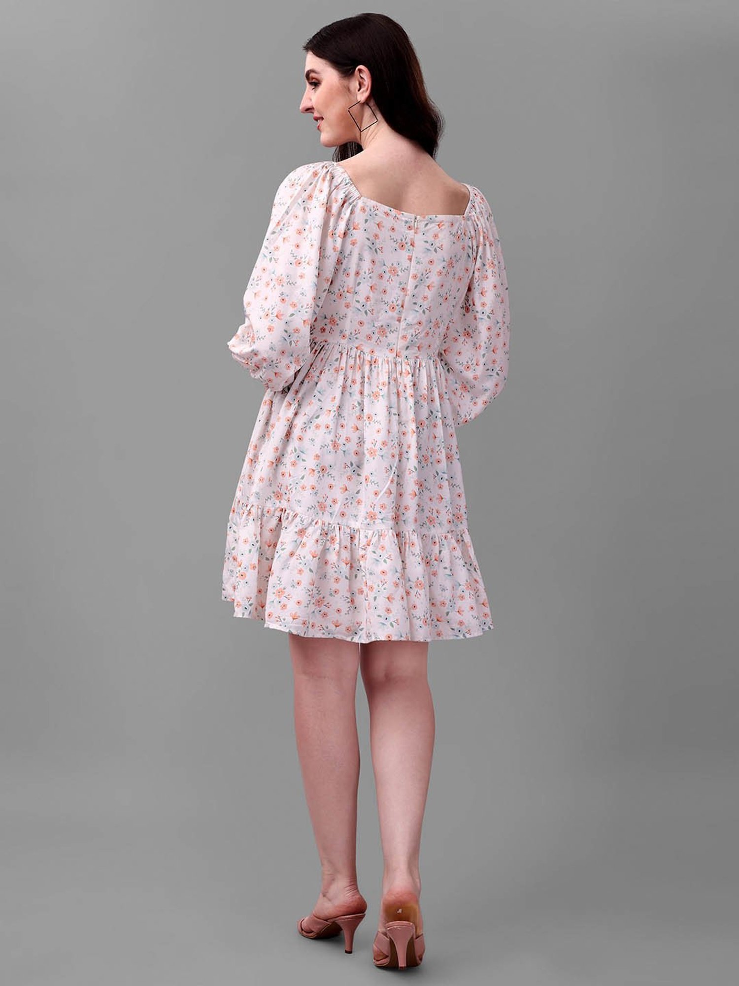 MASAKALI.CO Light Pink Floral Print A Line Dress