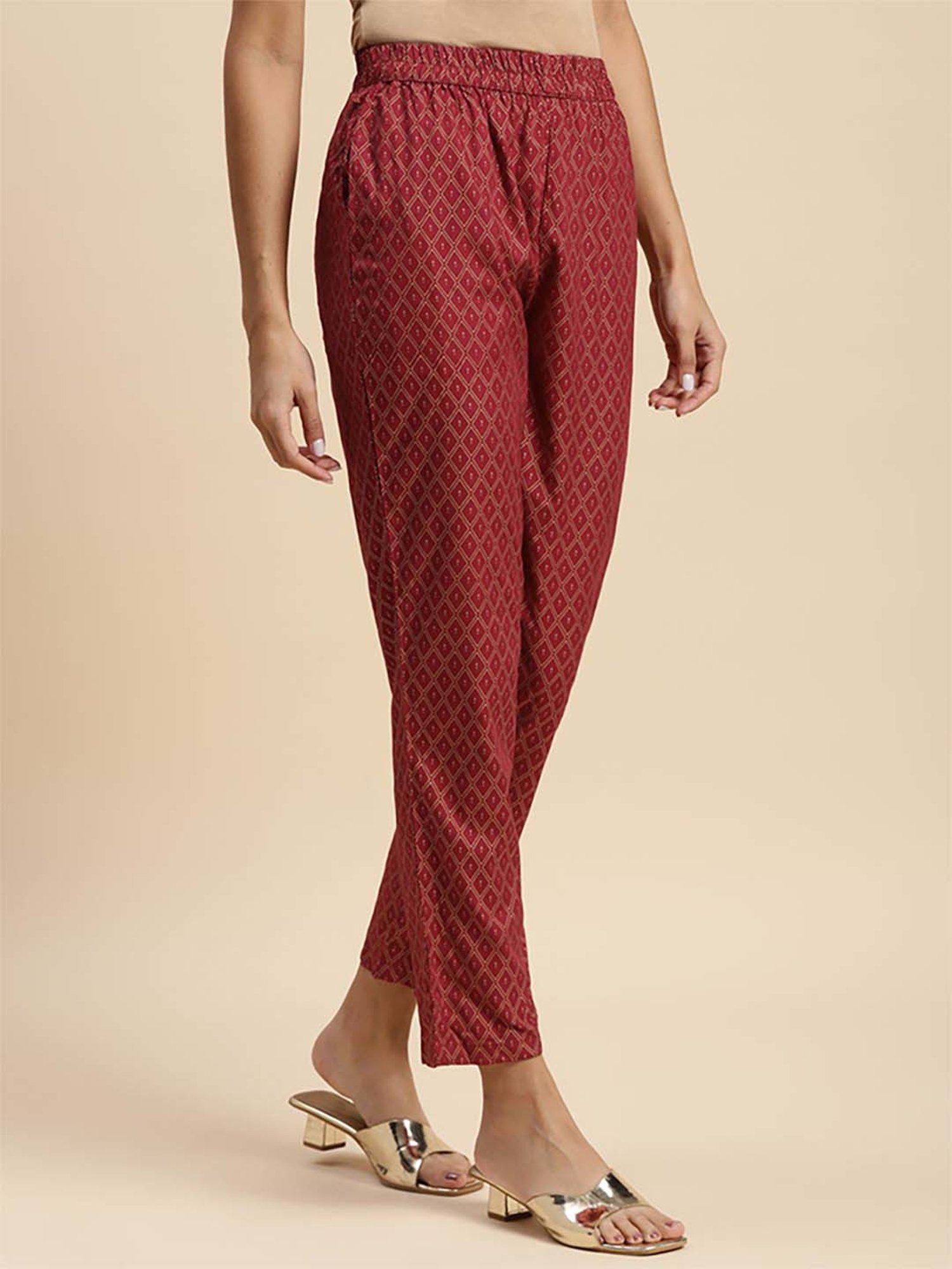 Rangita Maroon Printed Pants