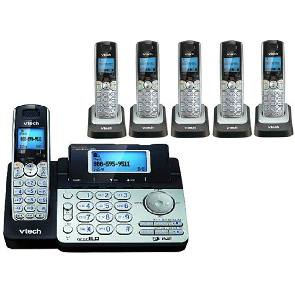 Vtech DS6151 + DS6101-5 Expandable 2-line Cordless Phone w/ Enhanced Security