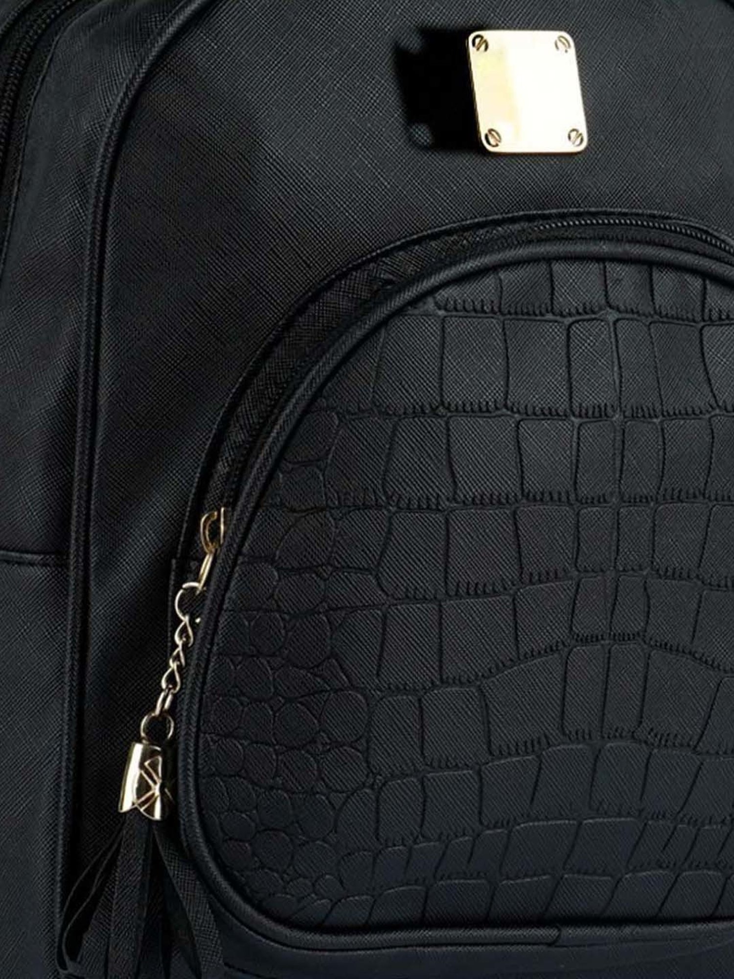 London Rag Black Croc Medium Backpack