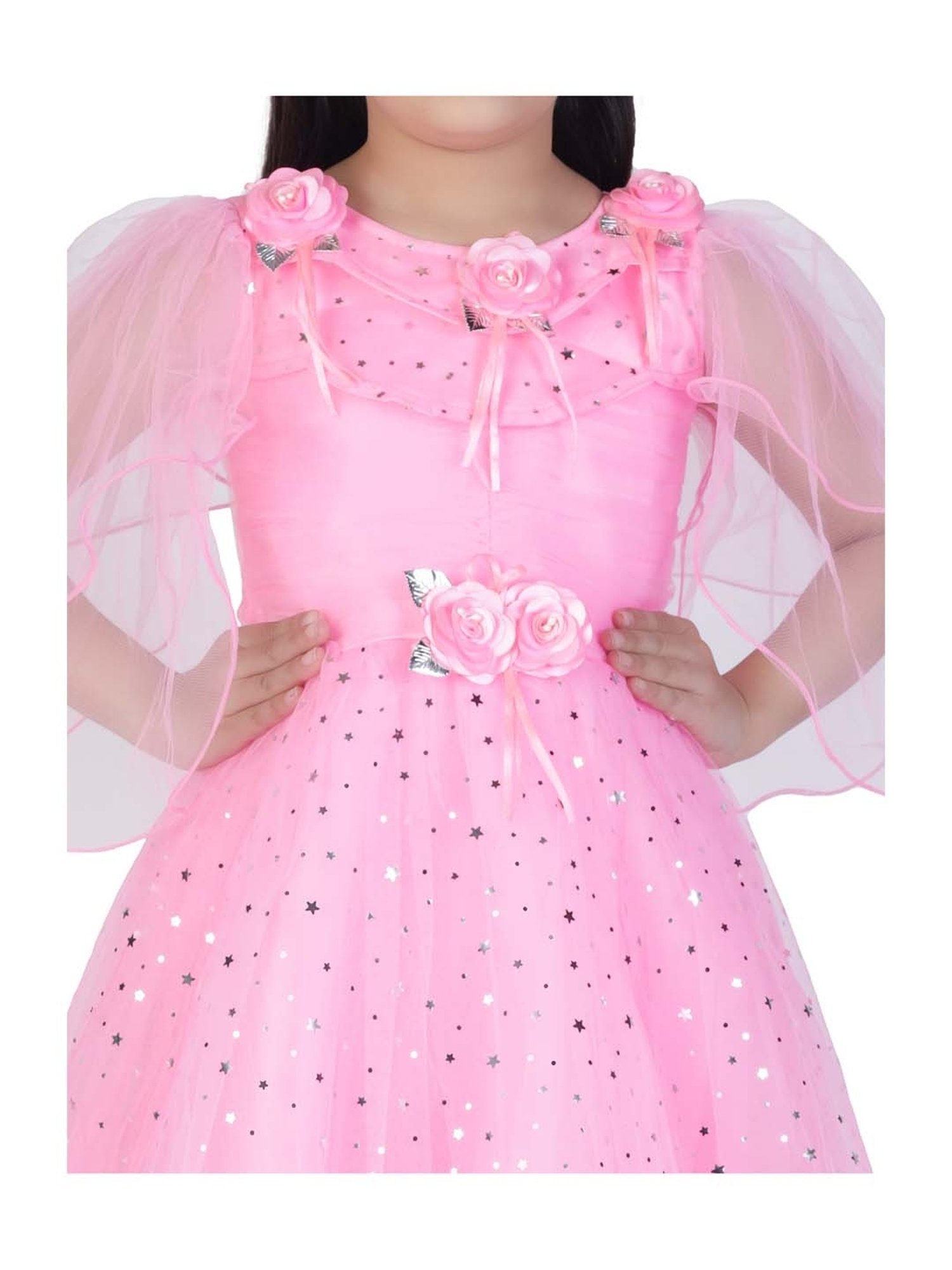 Ahhaaaa Kids Pink Cotton Applique Dress