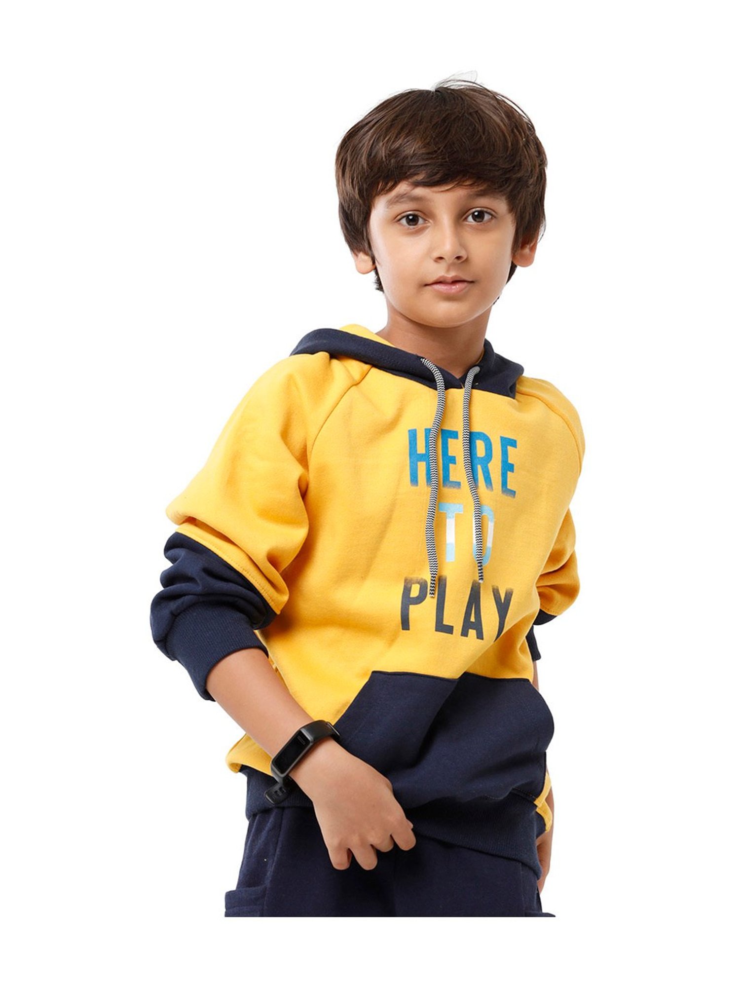 Under Fourteen Only Kids Yellow & Navy Printed Full Sleeves Sweatshirt