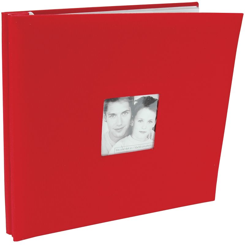 MBI Fashion Fabric Post Bound Album W/Window 12"X12"-Red