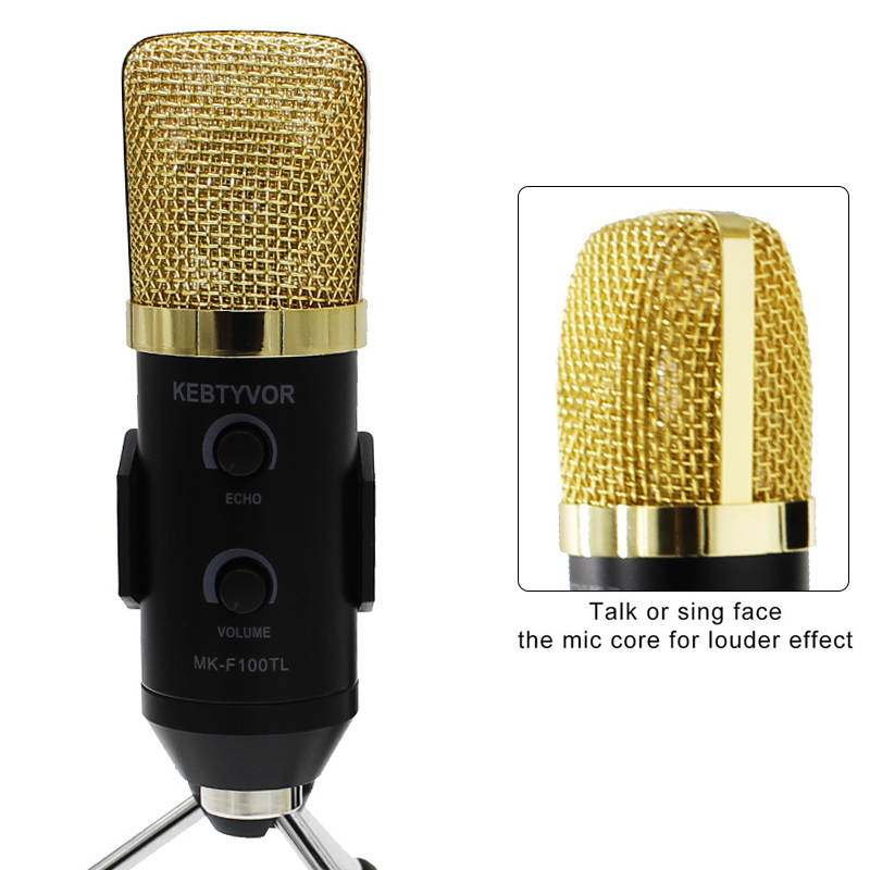 Microphone Adjustable Sound Volume Noise Reduction Condenser KTV Audio Studio Recording Mic MK-F100TL