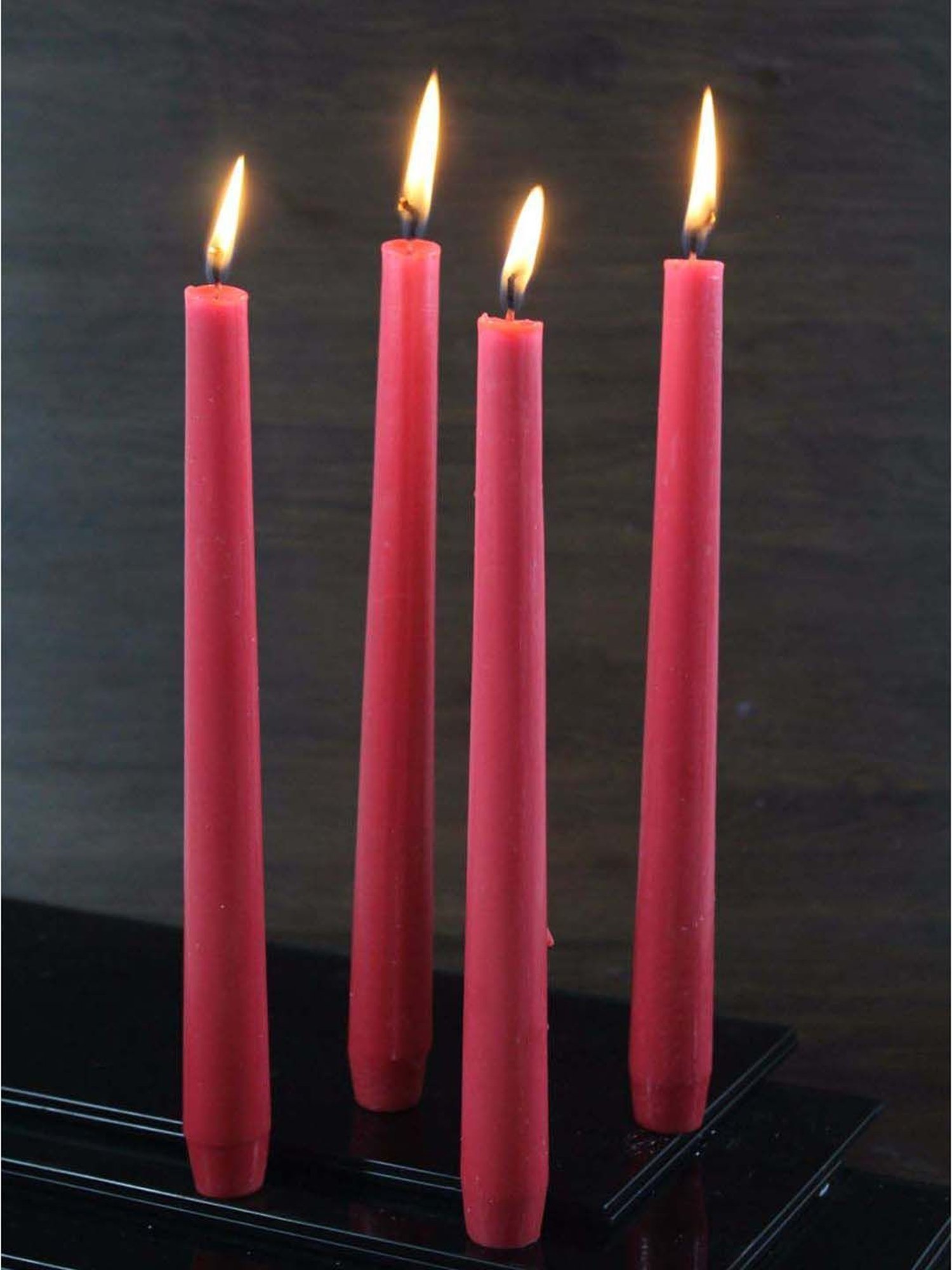 HOSLEY Red Wax Taper Candle - Set of 4