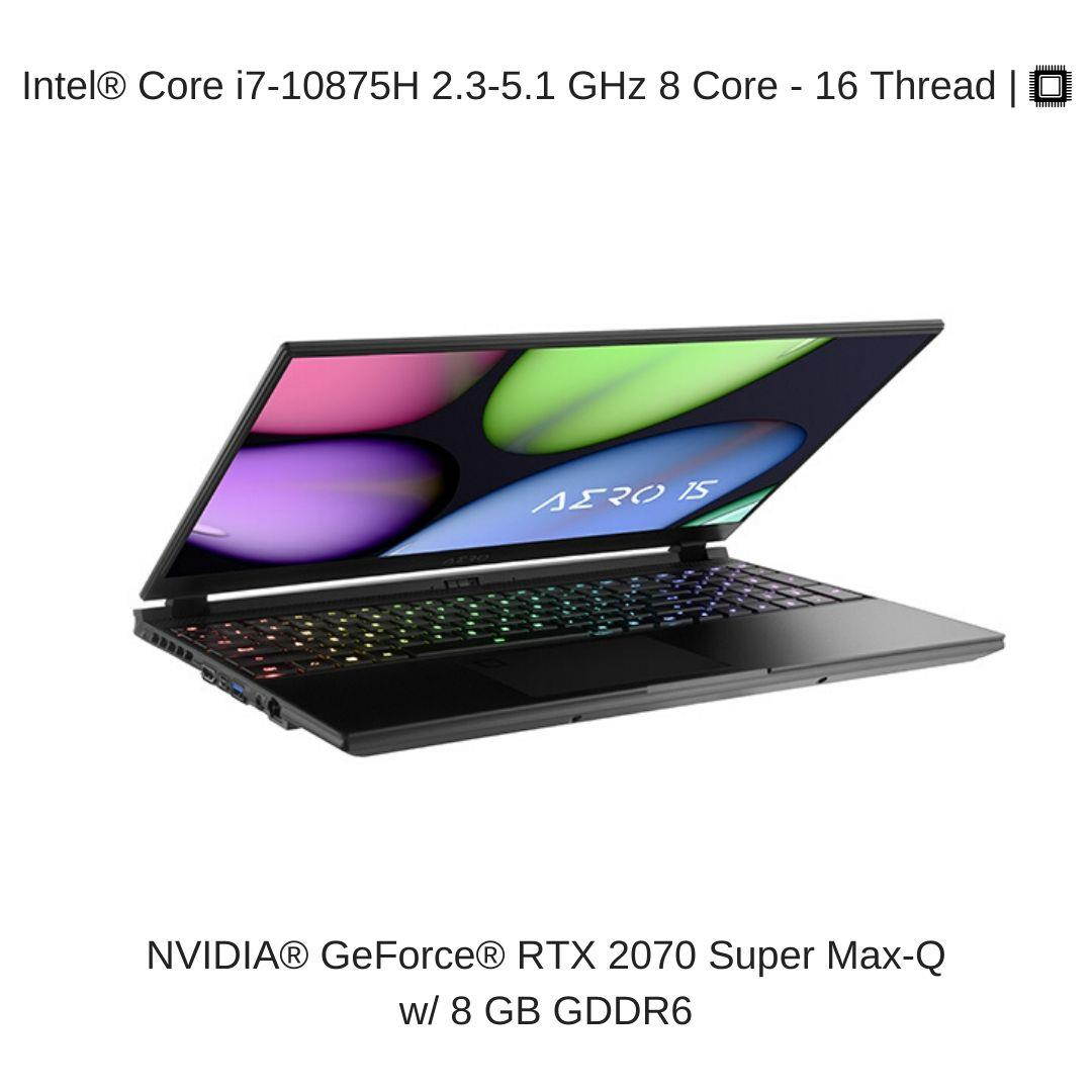 HIDevolution Gigabyte AERO 15 OLED XB-8US51B0SP 15.6" UHD AMOLED | 2.3 GHz i7-10875H, RTX 2070 Super Max-Q, 16 GB 2666MHz RAM, 512 GB PCIe SSD | Authorized Performance Upgrades & Warranty