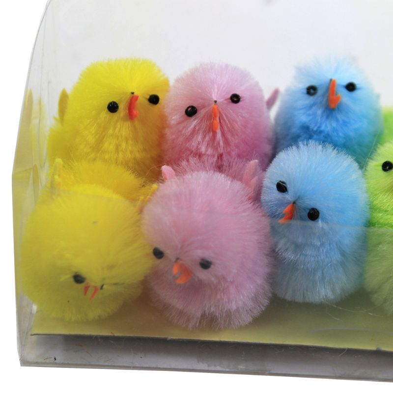 Easter 1.25" Colorful Chenille Chicks Set/12 Basket Decor Decorate Spring  -  Decorative Figurines