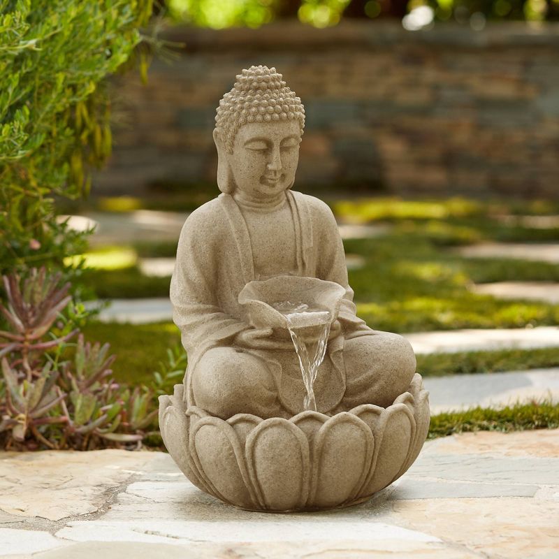 John Timberland Sitting Buddha 22" High Zen Fountain with LED Light