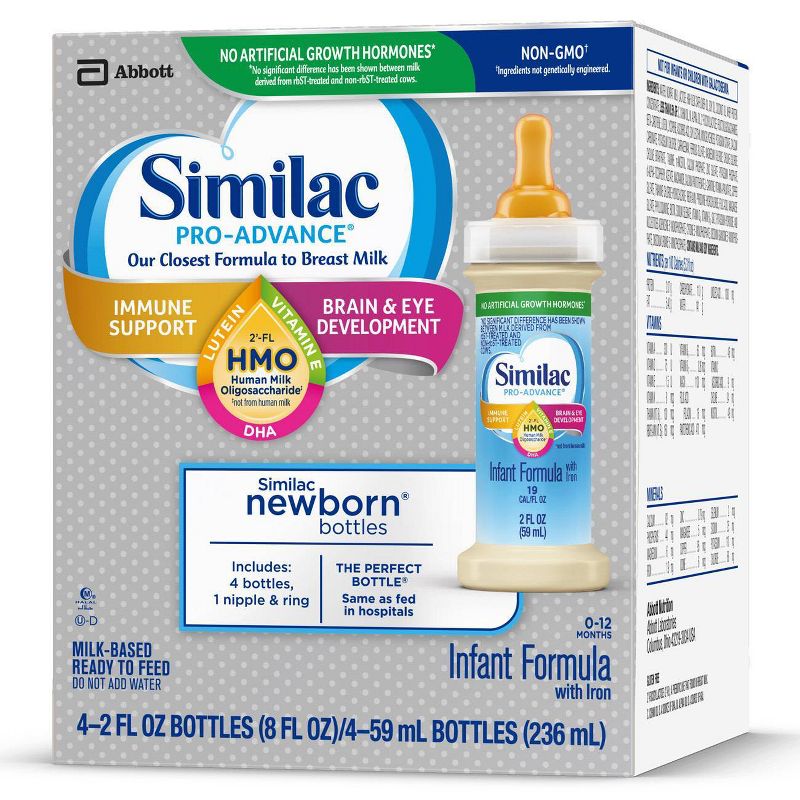 Similac Pro-Advance Non-GMO Infant Formula with Iron Bottles - 4ct/2 fl oz Each
