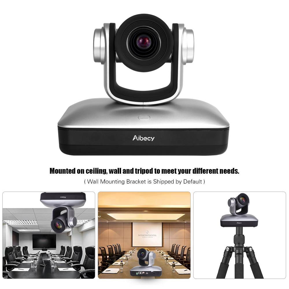 Aibecy HD Video Conference Cam Camera Full HD 1080P Auto Focus 10X Optical Zoom with 2.0 USB Web Cable Remote Control for Business Live Meeting Recording Training
