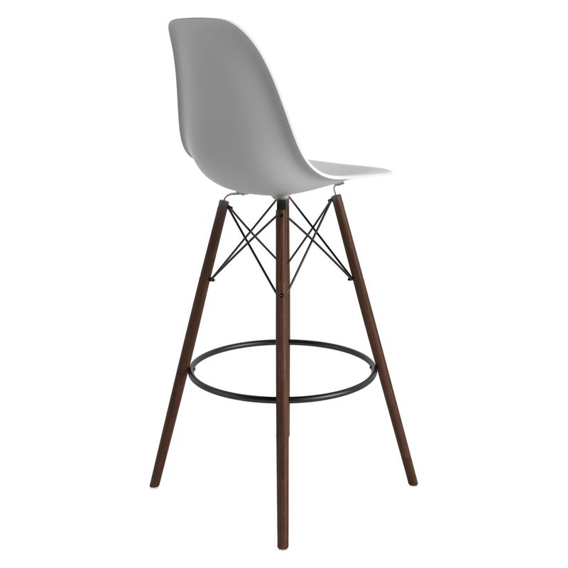 Set of 2 Paris Mid Century Modern Classic Barstools White /Walnut - Aeon