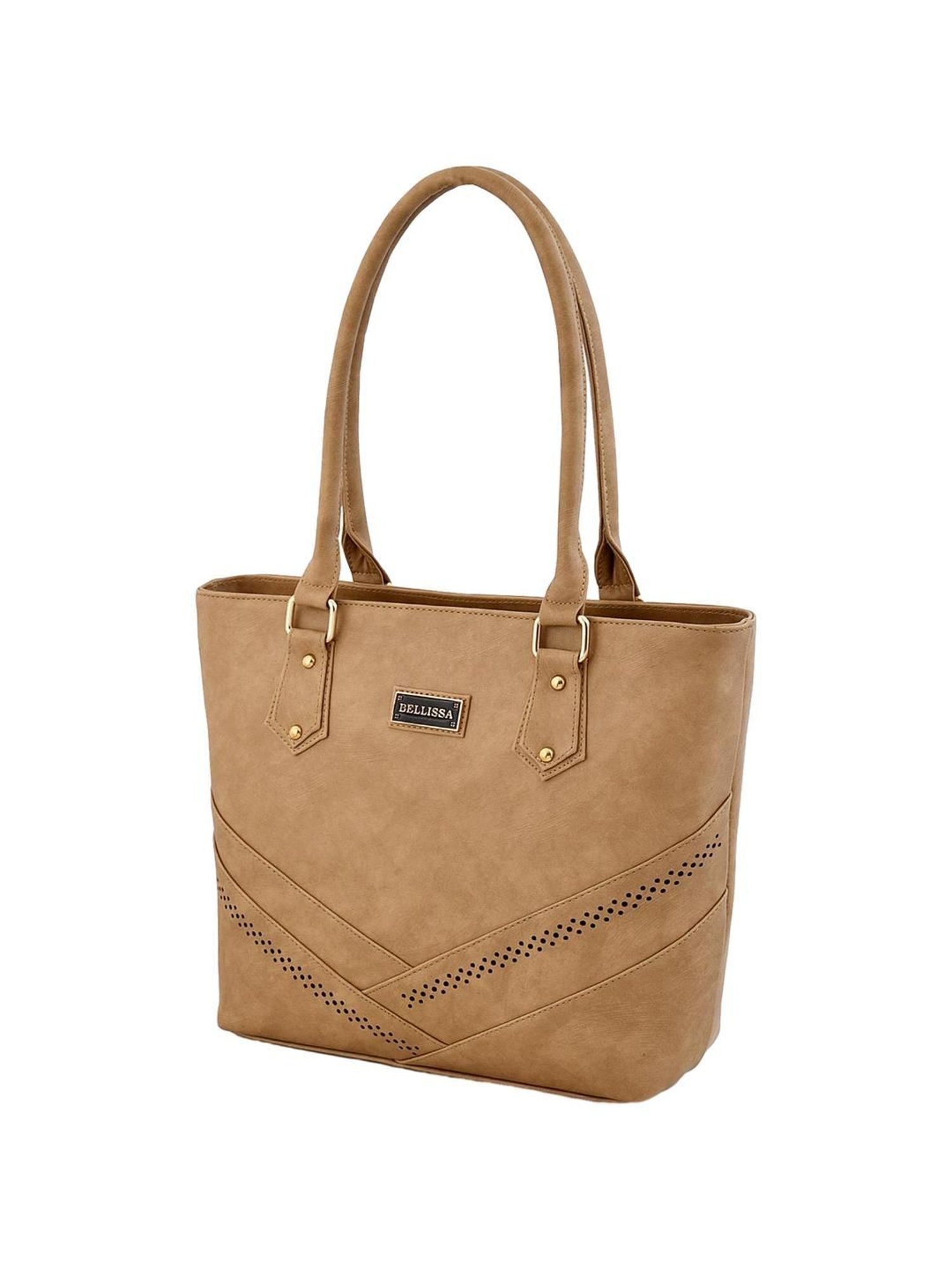 Bellissa Beige Solid Medium Shoulder Handbag