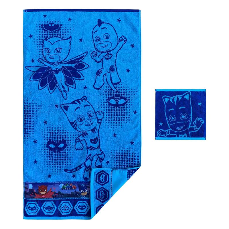 2pc PJ Masks Rooftop Powers Bath Towel and Washcloth Set