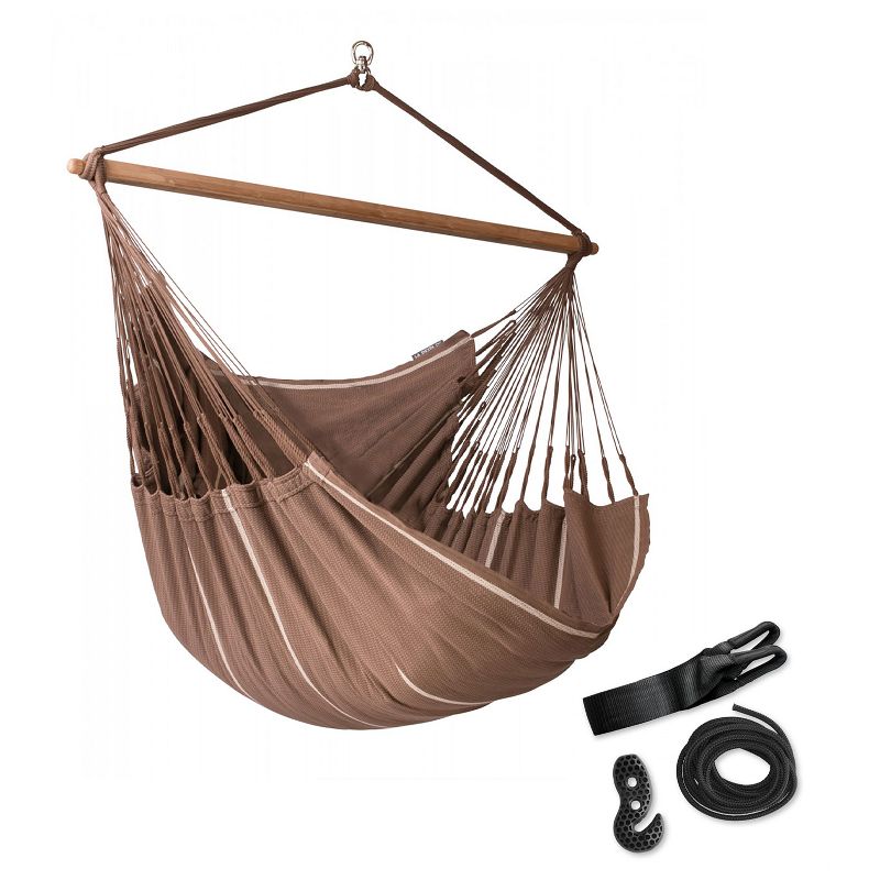 La Siesta HAL21-6 Habana Certified Organic Cotton Lounger Hammock Chair Suspension Set, Chocolate