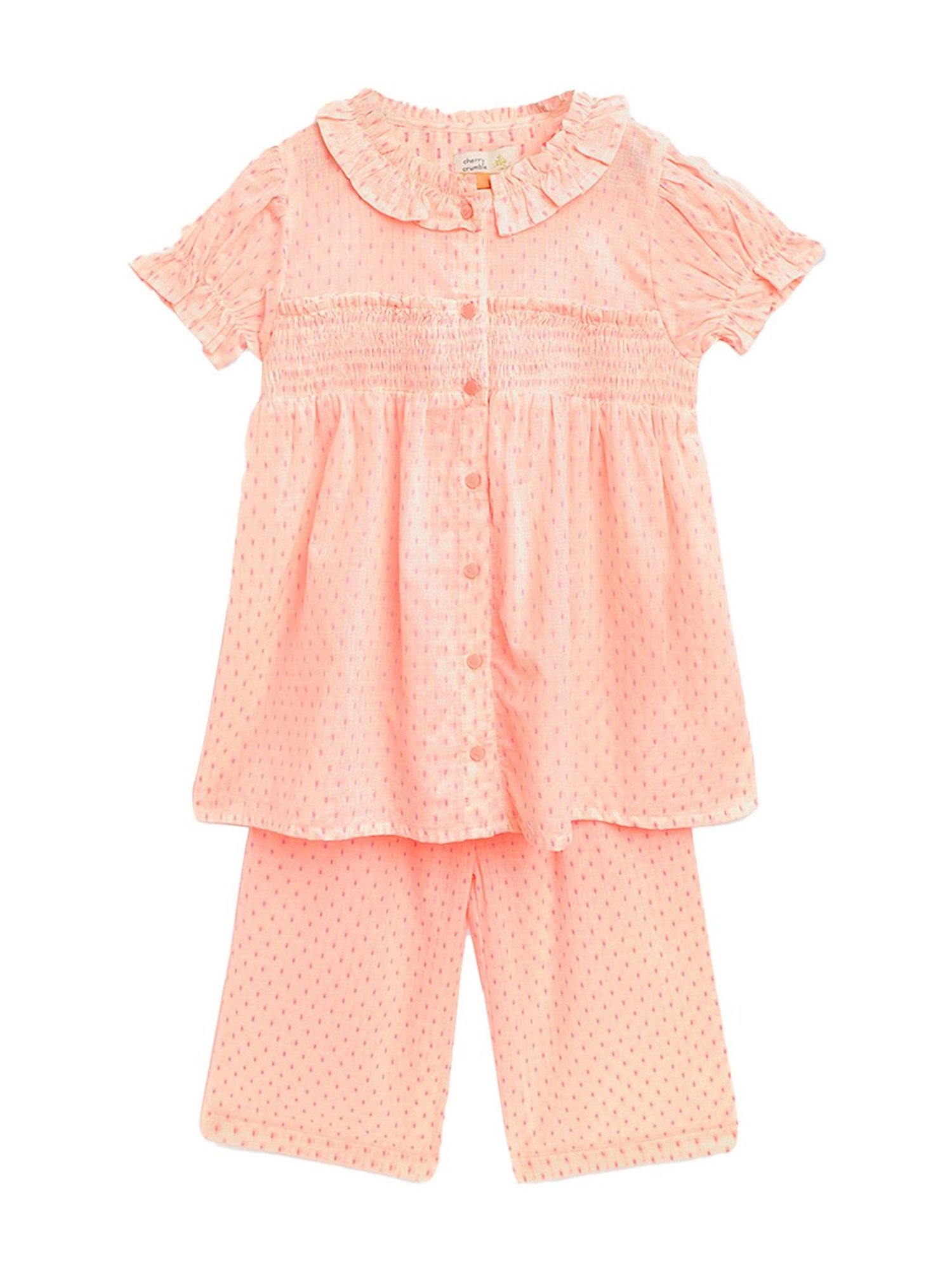 Berrytree Organic Girls Blue Cotton Clouds Print Night Suits