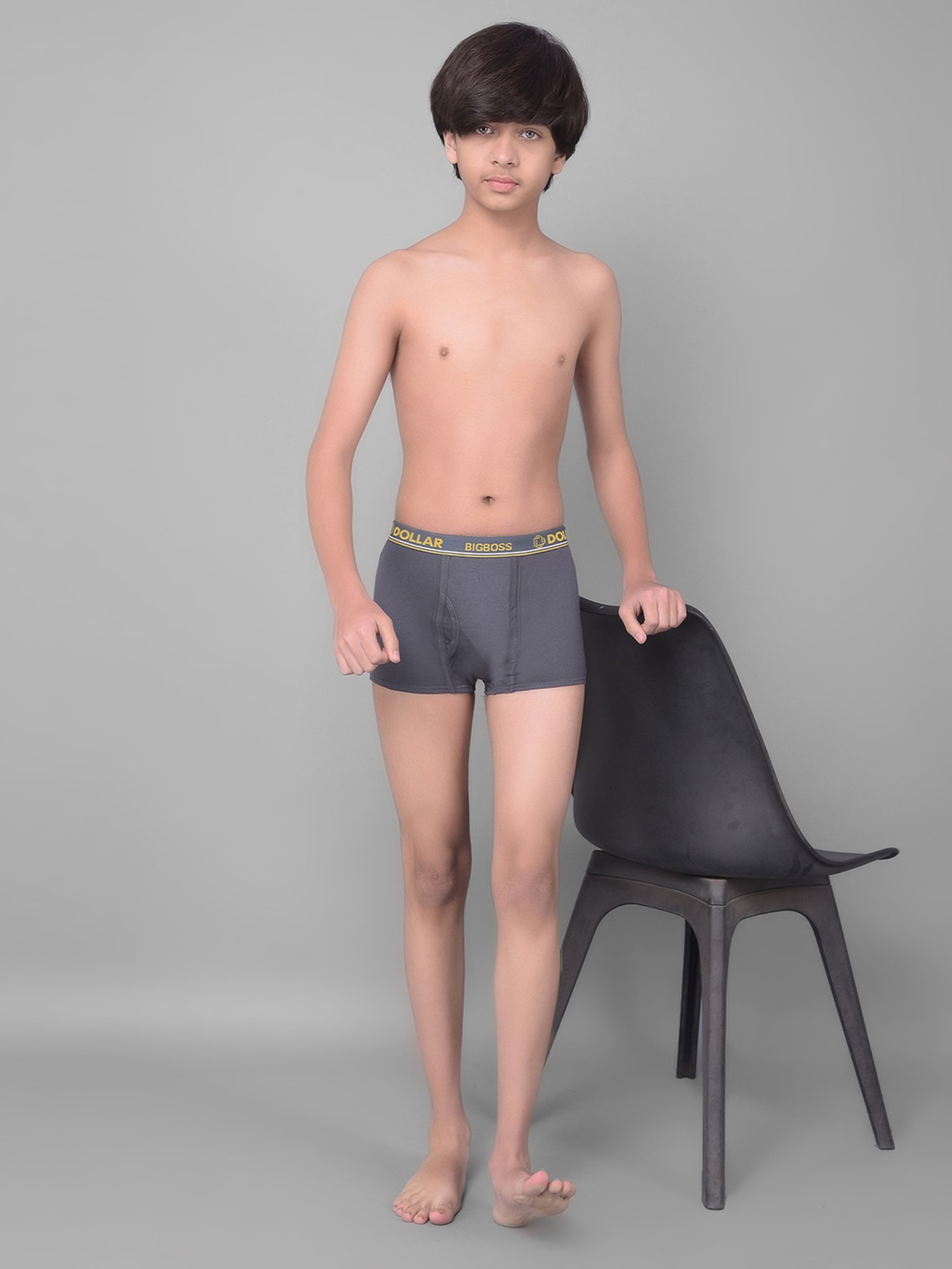 Frenchie Kids Pink & Grey Solid Briefs (Pack Of 2)