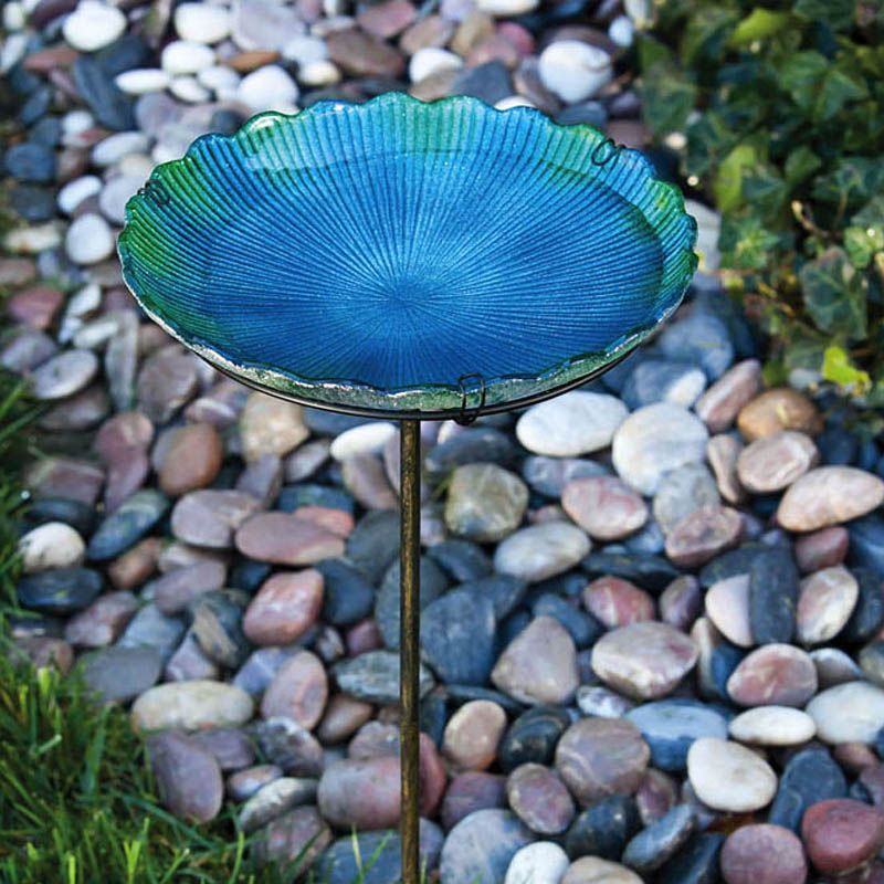 Evergreen  Birdbath on Stake Sea Glass