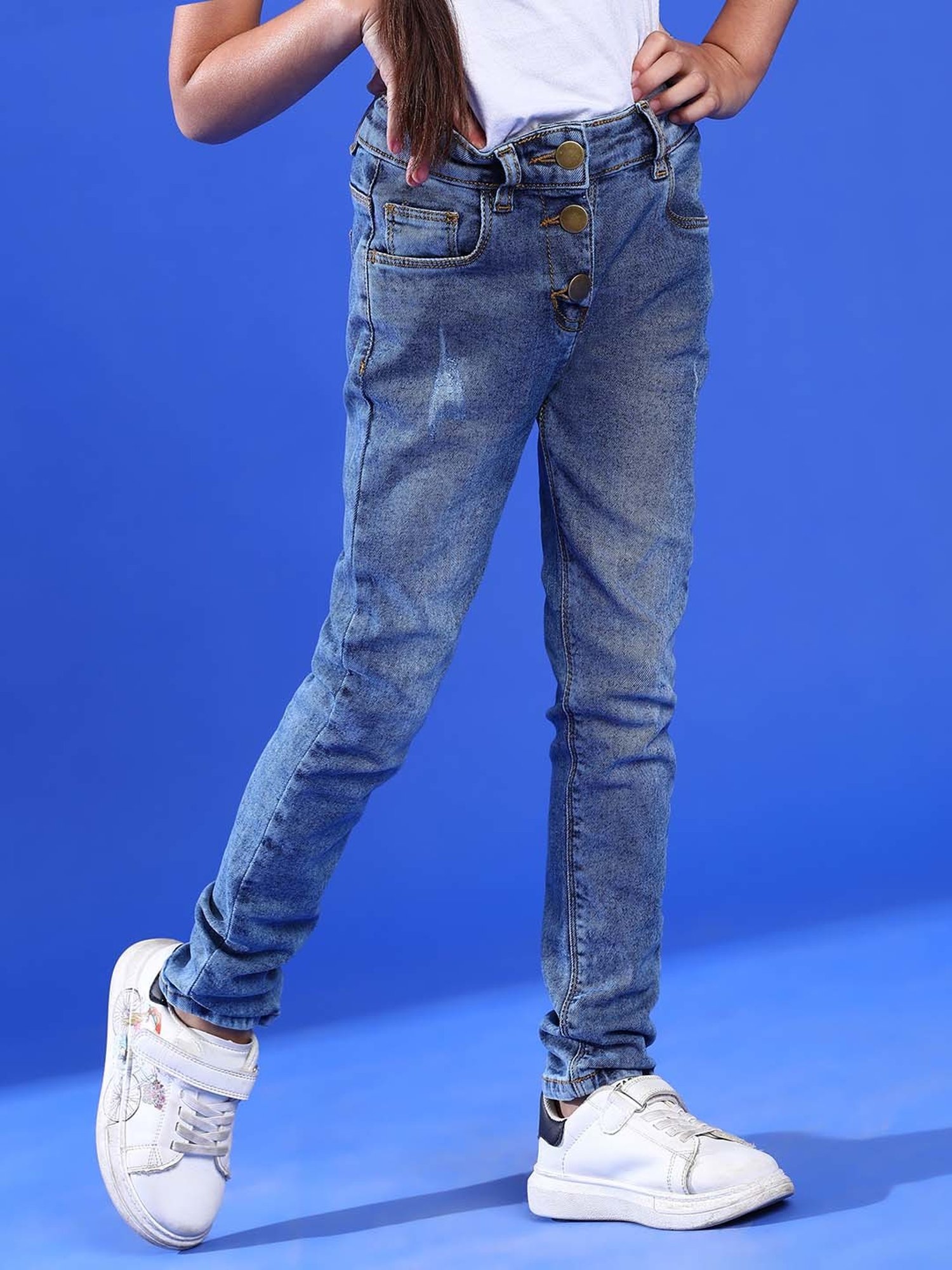 Tales & Stories Girls Blue Slim Fit Jeans