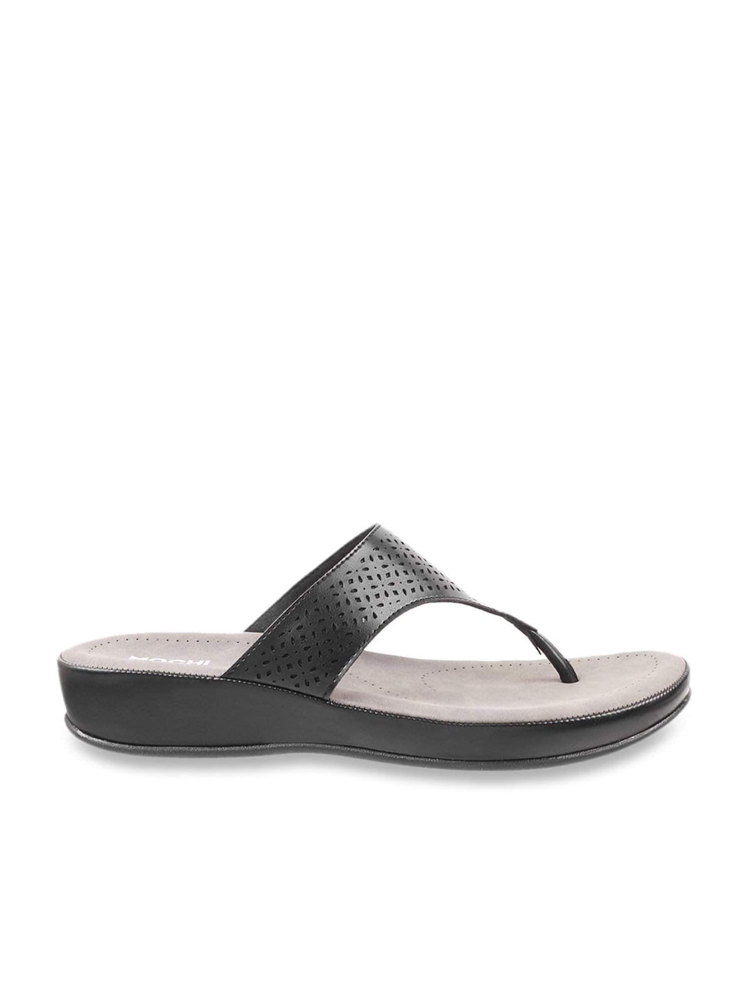 Mochi Women's Black Thong Wedges
