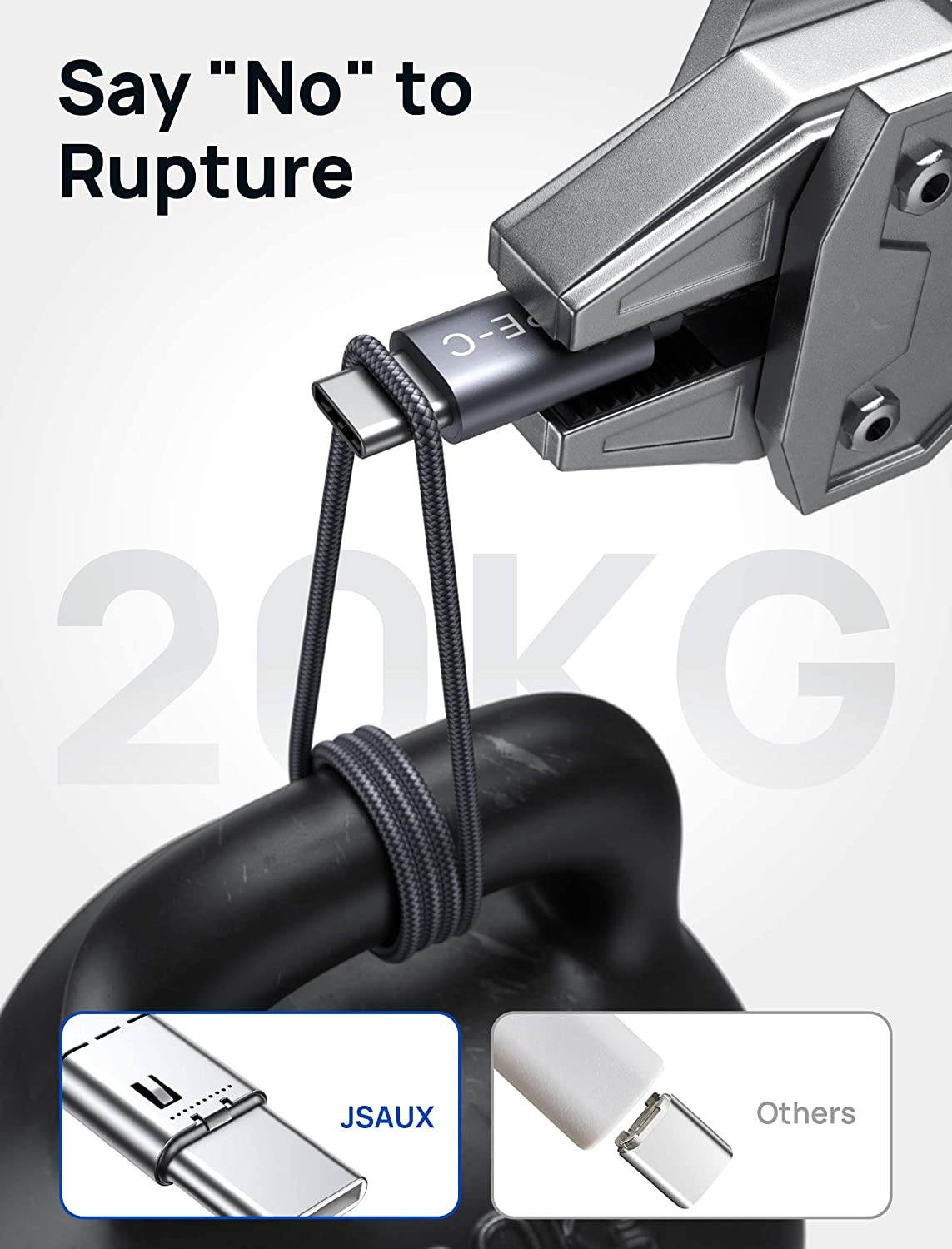 USB Type C Cable 3A Fast Charging JSAUX [2-Pack 6.6Ft] USB-C Charge Nylon Braided Cord for Samsung Galaxy S20 S10 S9 S8USB C Charger and More-Grey