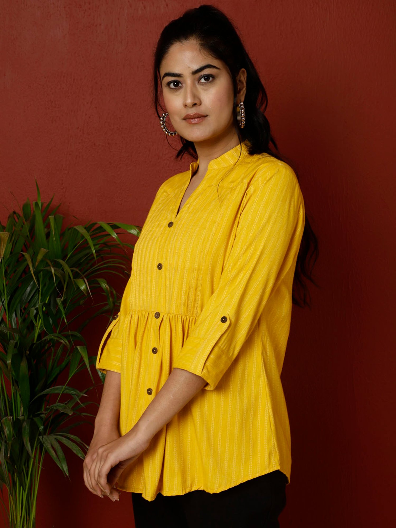 Jaipur Kurti Yellow Striped Top