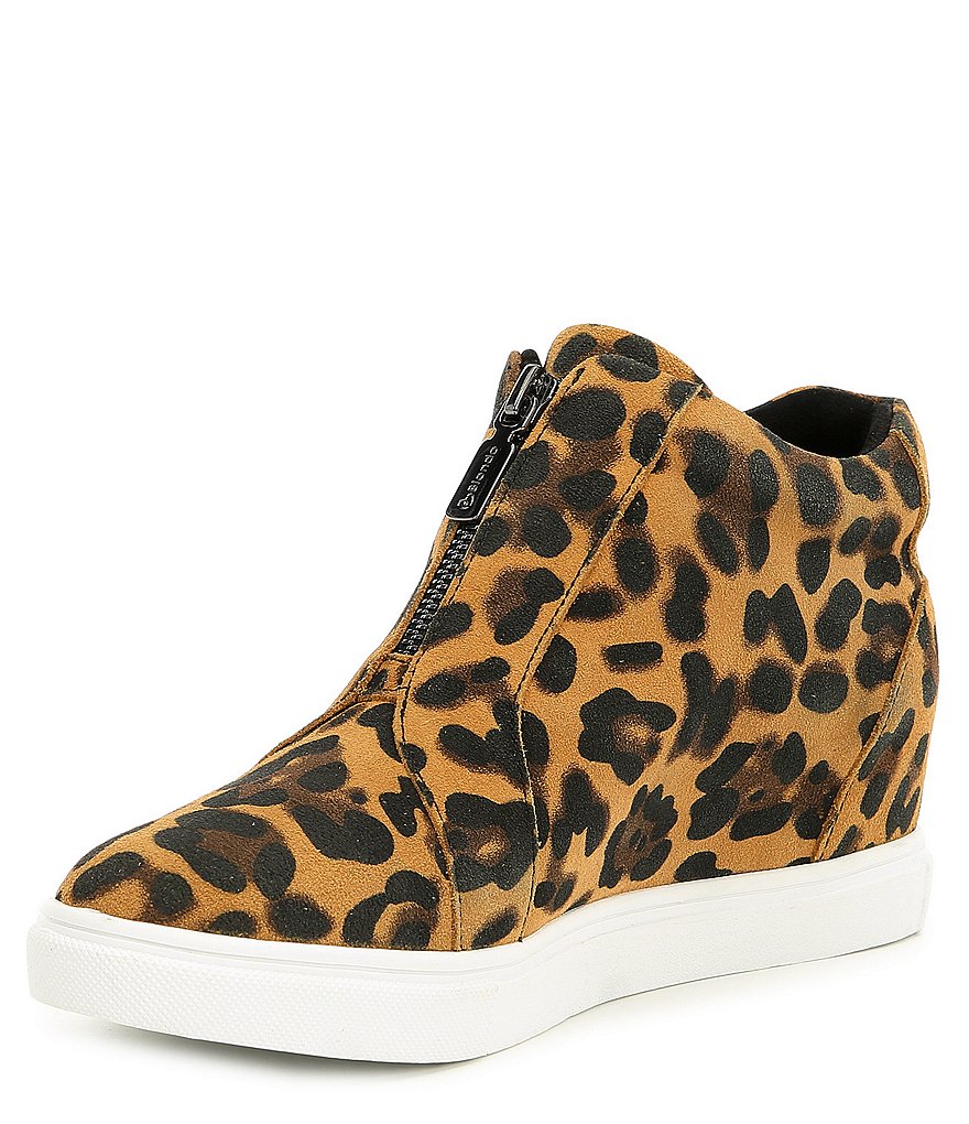 Glenda Leopard Print Suede Platform Wedge Waterproof Sneakers