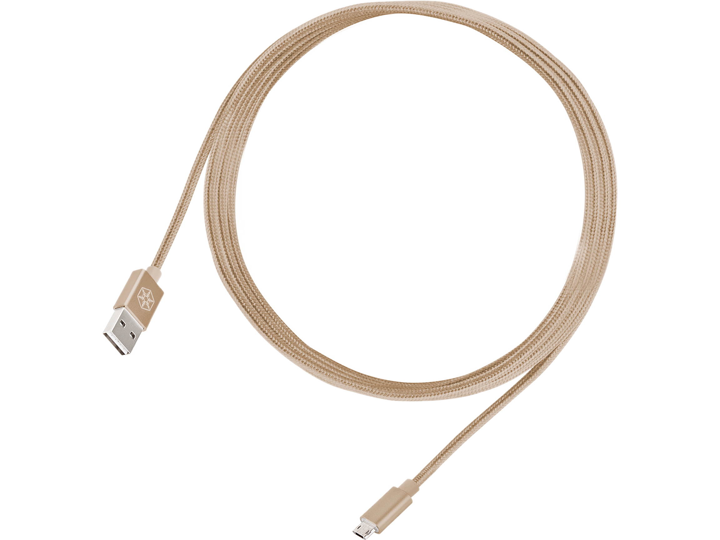 SilverStone Technology CPU01G-500 Micro USB Cable for Smartphone / LG / Samsung / Reversible USB-A / Reversible Micro USB-B / 500mm / Gold