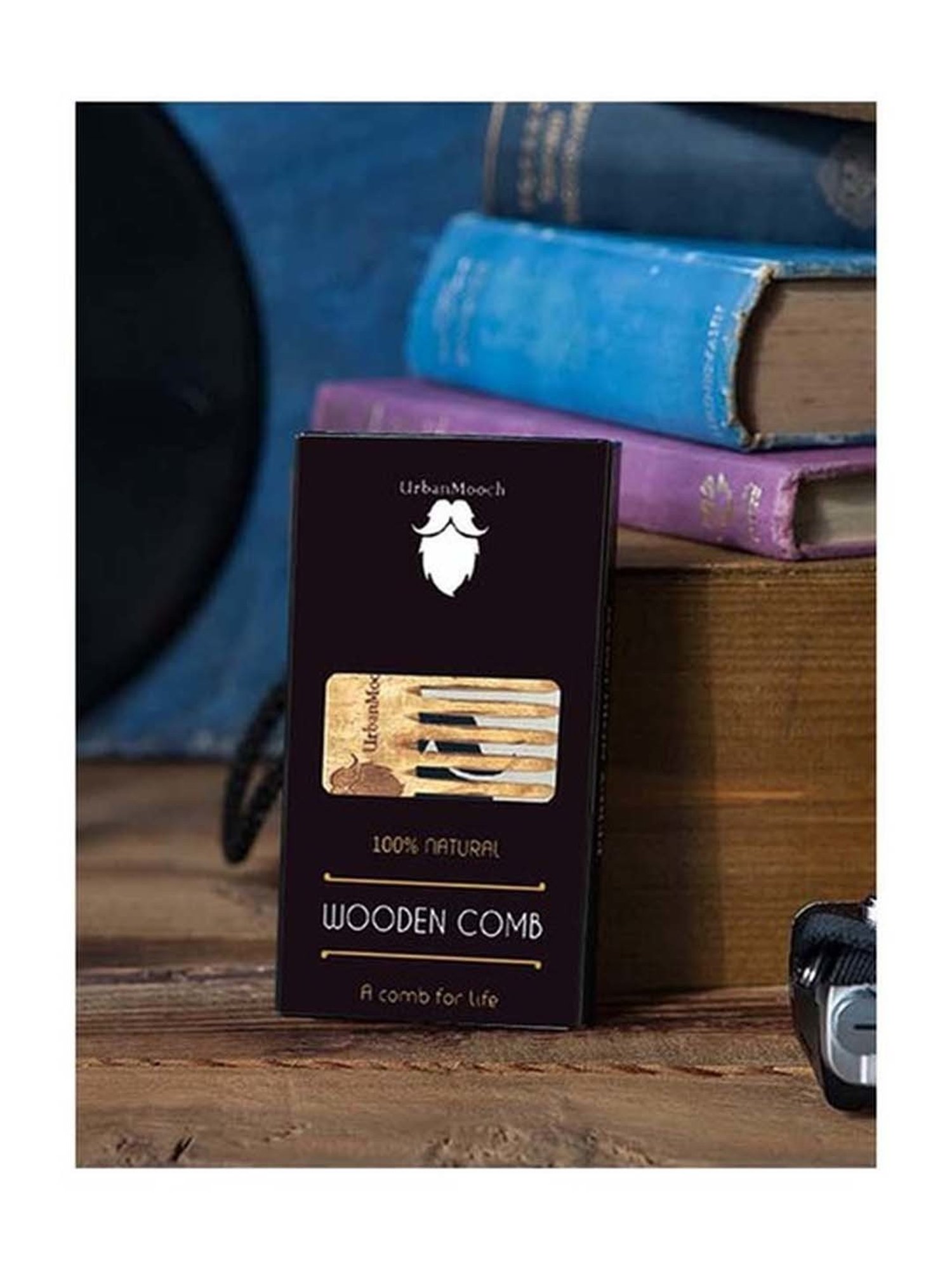 UrbanMooch Pocket Size Hair & Beard Comb Made with Neem Wood with Free Jute Pouch