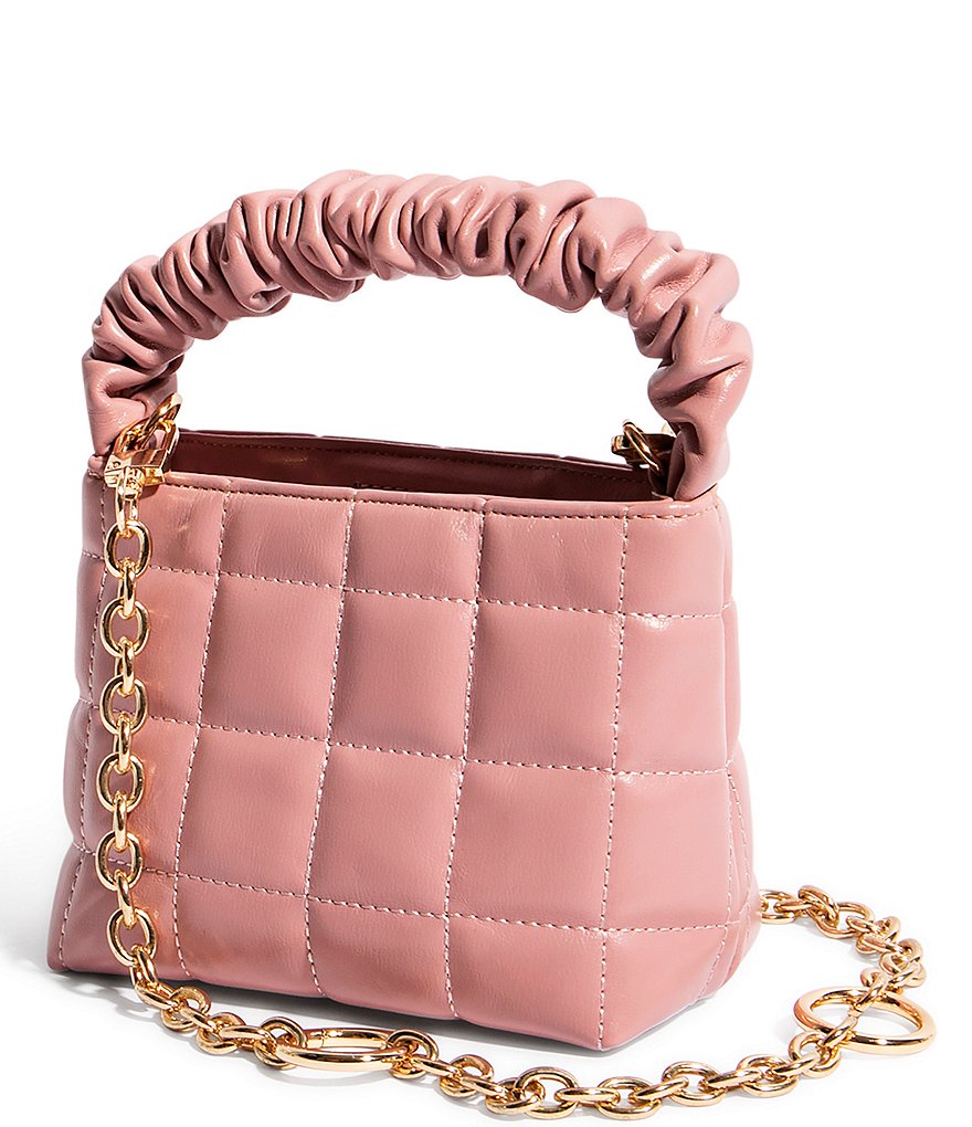 House of Want We Brunch Pebble Quilted Ruched Mini Vegan Leather Tote Bag