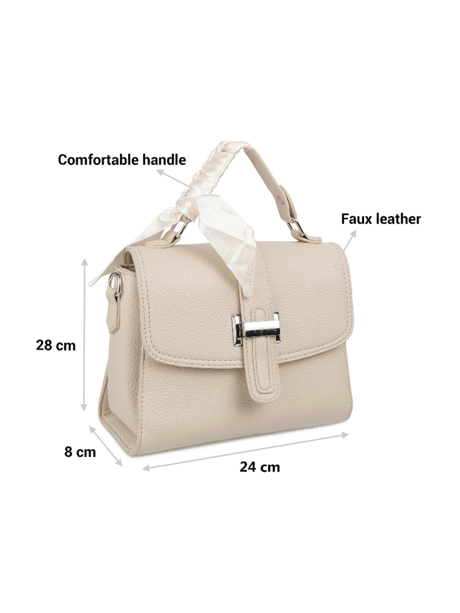 Mochi Off White Textured Medium Satchel